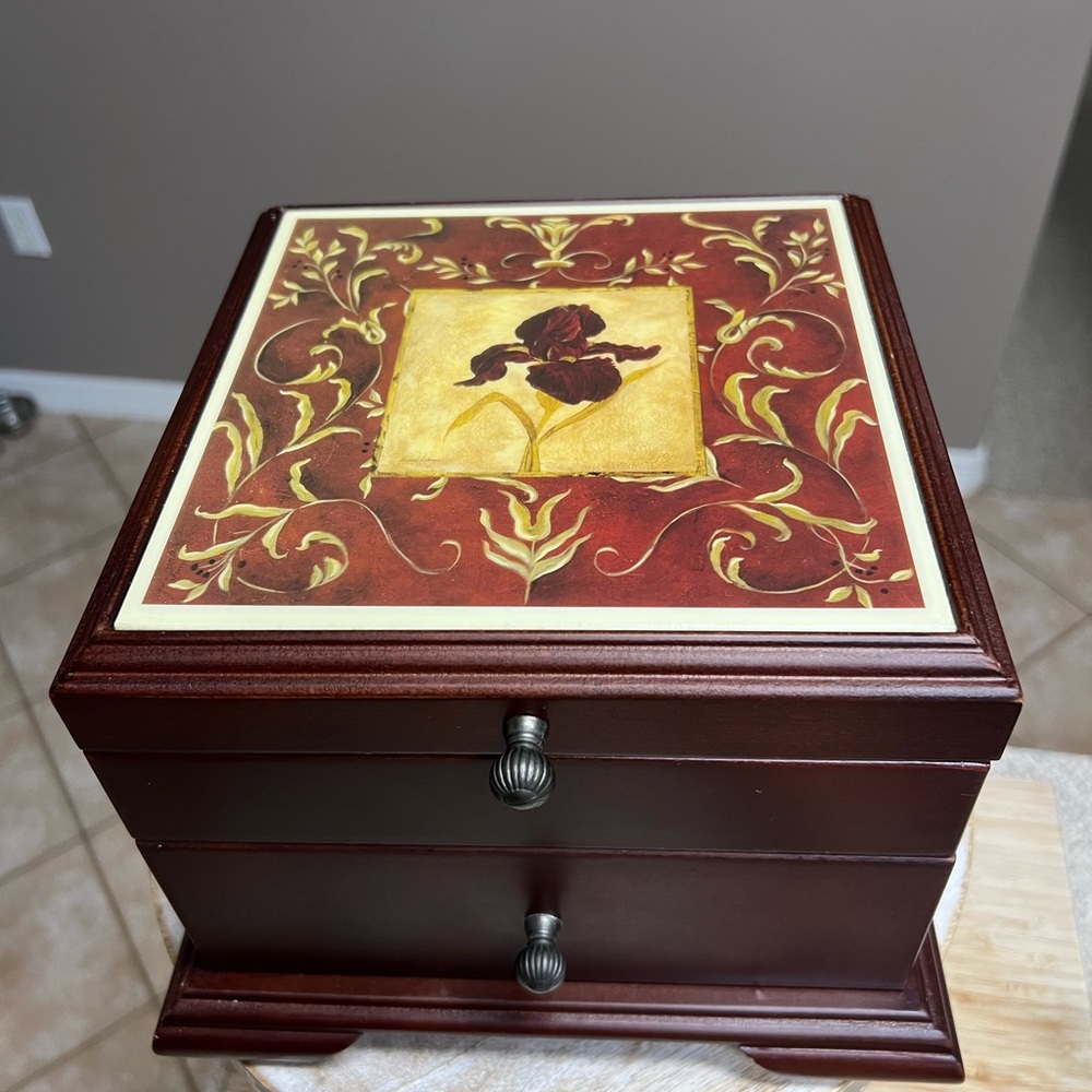 Tri-Coastal Design Laurel Lehman Floral Art Wooden Jewelry Box